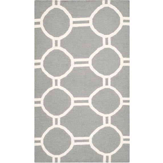 SAFAVIEH Dhurries Sloane Geometric Area Rug, Grey/Ivory, 3' x 5'