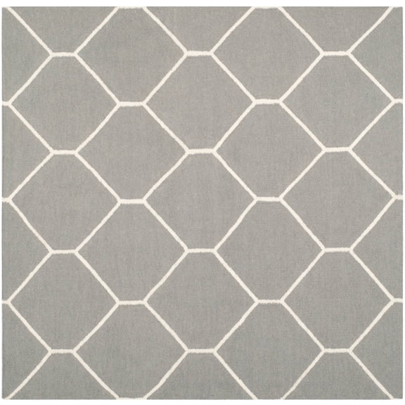 SAFAVIEH Dhurries Solomon Geometric Area Rug, Grey/Ivory, 6' x 6' Square