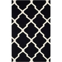 SAFAVIEH Dhurries Tabitha Geometric Area Rug, Black/Ivory, 9' x 12'