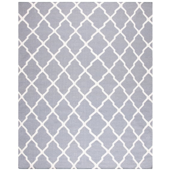 SAFAVIEH Dhurries Tabitha Geometric Area Rug, Grey/Ivory, 8' x 8' Square