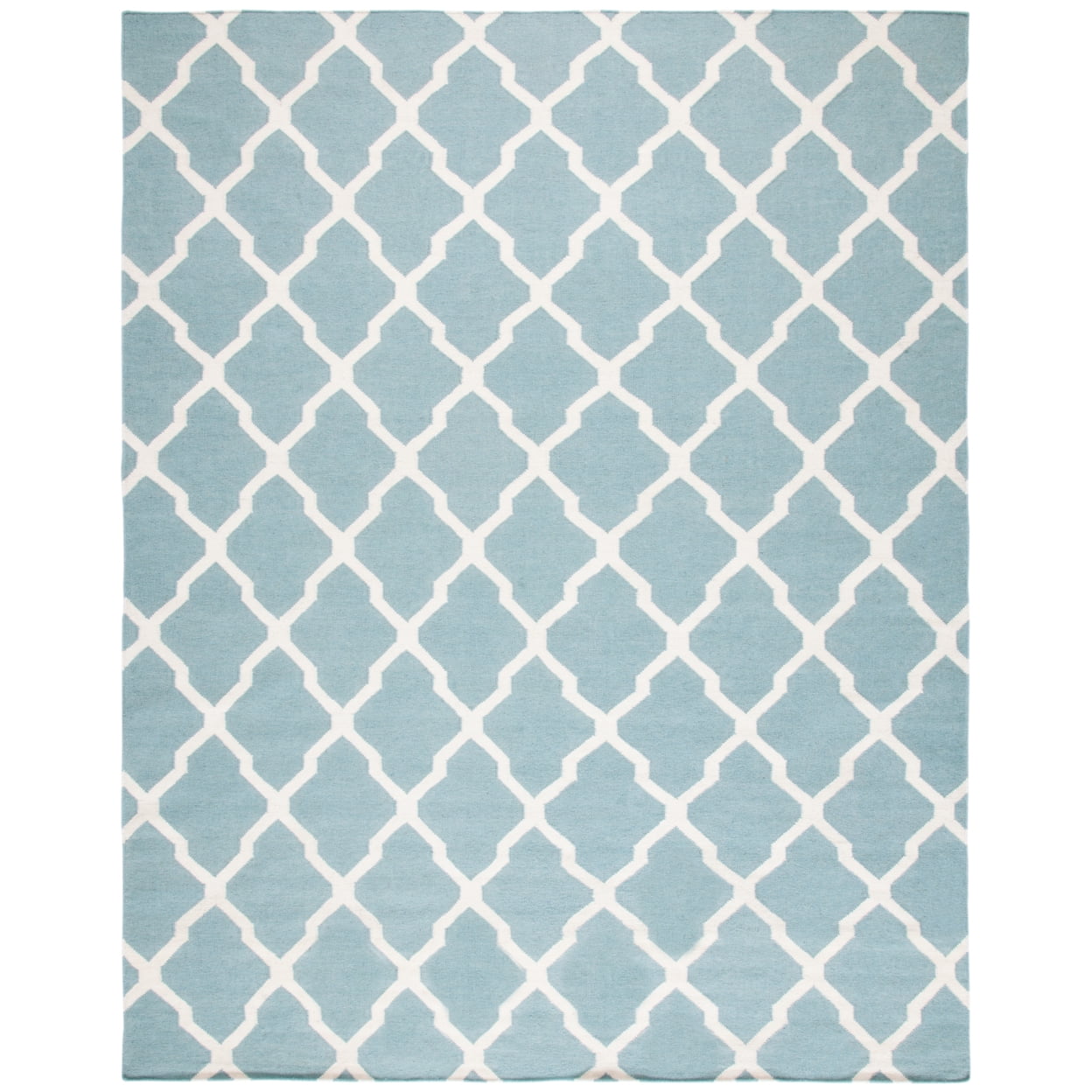 Handmade Light Blue and Ivory Wool Geometric Area Rug, 4' x 6'