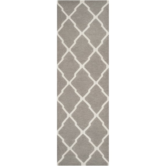 SAFAVIEH Dhurries Tabitha Geometric Runner Rug, Dark Grey/Ivory, 2'6" x 10'