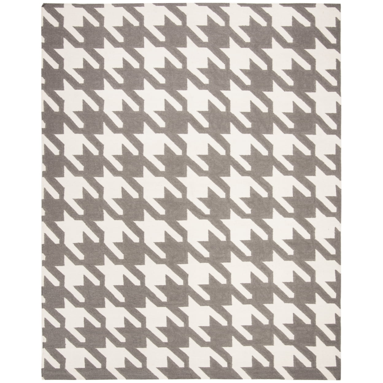Handwoven Gray and Ivory Geometric Wool Accent Rug 2'-6" x 4'