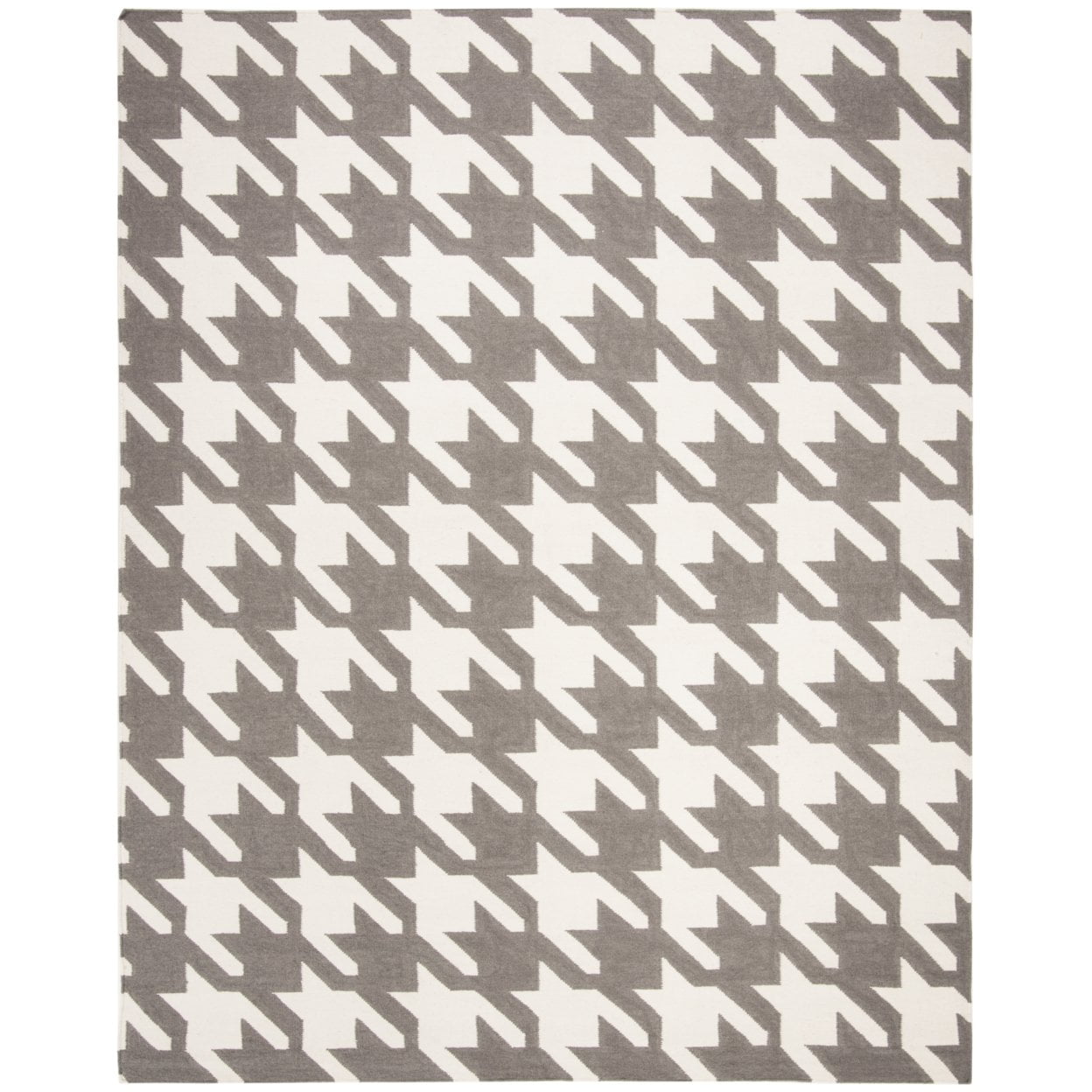 Handmade Gray Wool Rectangular Flat Woven Rug