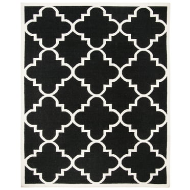SAFAVIEH Dhurries Tobias Geometric Area Rug, Black/Ivory, 6' x 6' Round