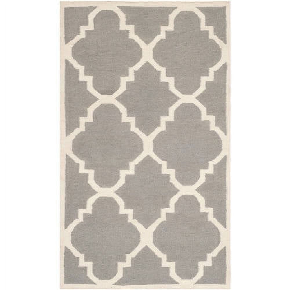SAFAVIEH Dhurries Tobias Geometric Area Rug, Grey/Ivory, 4' x 6 ...