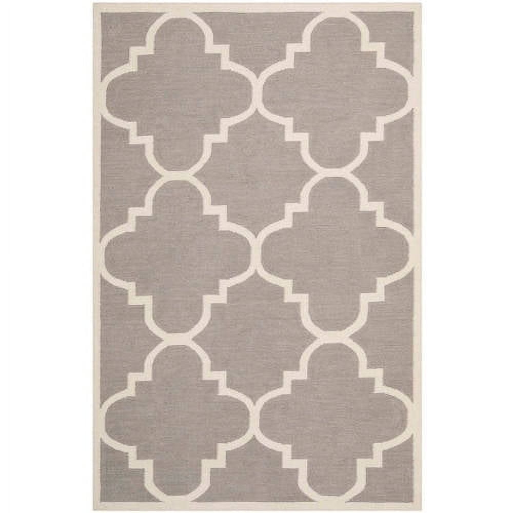 SAFAVIEH Dhurries Tobias Geometric Area Rug, Grey/Ivory, 9' x 12'