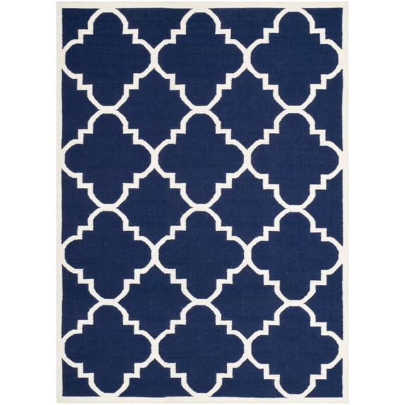 SAFAVIEH Dhurries Tobias Geometric Area Rug, Navy/Ivory, 4' x 6'