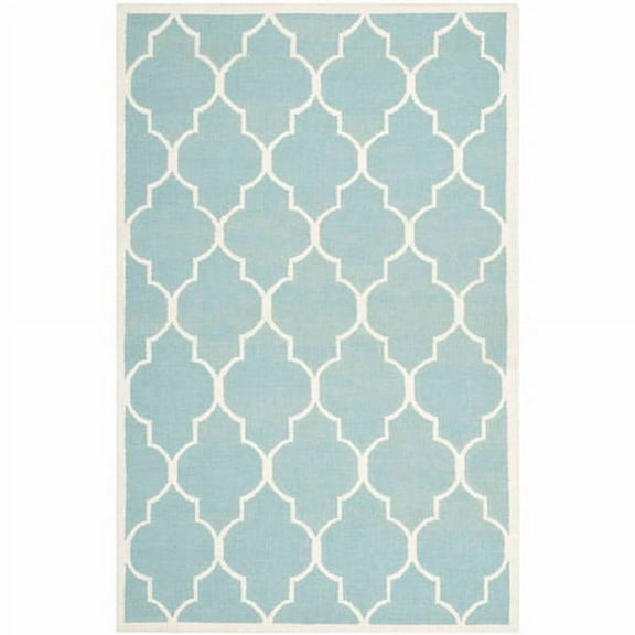 SAFAVIEH Dhurries Toby Geometric Area Rug, Light Blue/Ivory, 9' x 12'