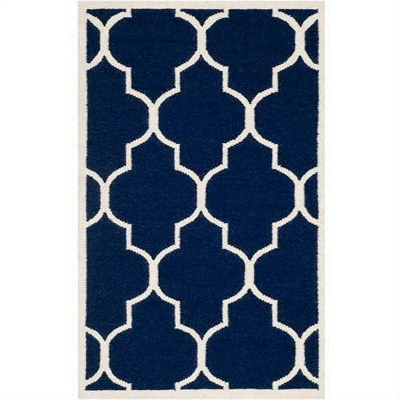 SAFAVIEH Dhurries Toby Geometric Area Rug, Navy/Ivory, 8' x 10'