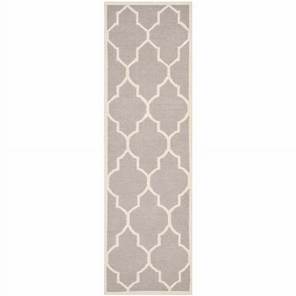 SAFAVIEH Dhurries Toby Geometric Runner Rug, Dark Grey/Ivory, 2'6" x 6'