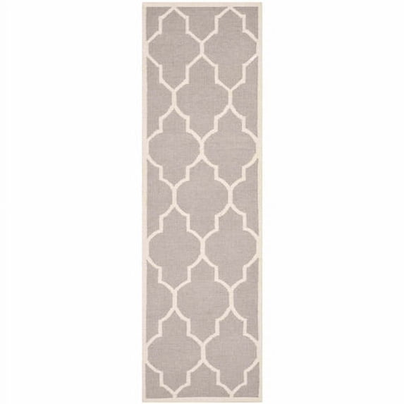 SAFAVIEH Dhurries Toby Geometric Runner Rug, Dark Grey/Ivory, 2'6" x 6'