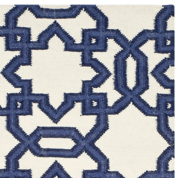 SAFAVIEH Dhurries Toria Geometric Wool Runner Rug, Ivory/Purple, 2'6" x 8'