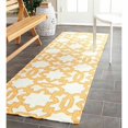 thumbnail image 1 of SAFAVIEH Dhurries Toria Geometric Wool Runner Rug, Ivory/Yellow, 2'6" x 8', 1 of 4