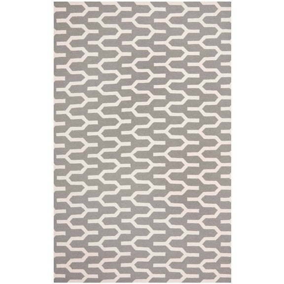 SAFAVIEH Dhurries Tristen Geometric Area Rug, Silver/Ivory, 6' x 9'