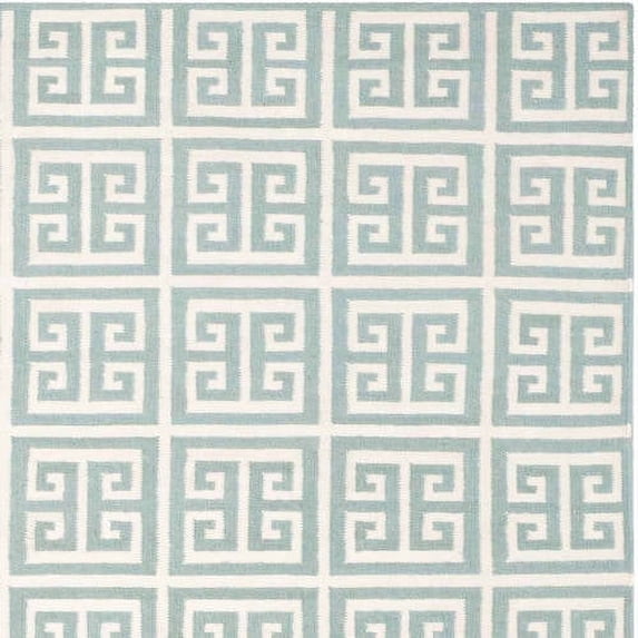 SAFAVIEH Dhurries Valentina Geometric Area Rug, Blue/Ivory, 5' x 8'