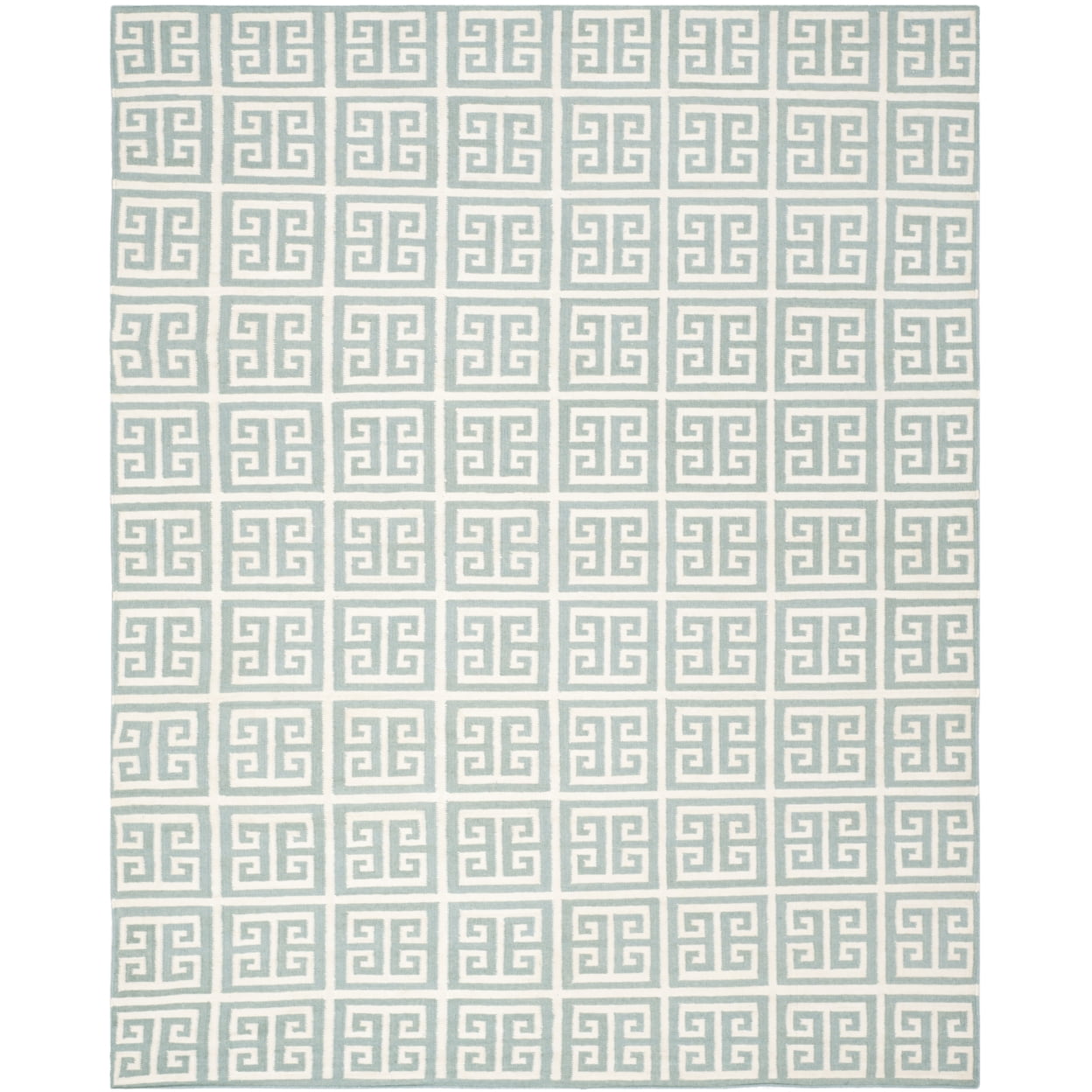 Ivory Geometric Wool-Viscose Blend Handmade Area Rug, 8' x 10'