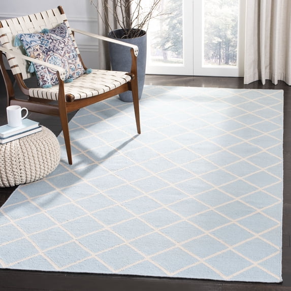 Safavieh Dhurries Victor Geometric Area Rug, Light Blue/Ivory, 6' x 6' Square