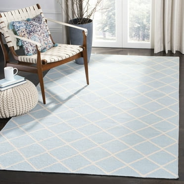SAFAVIEH Dhurries Victor Geometric Runner Rug, Light Blue/Ivory, 2'6" x 10'