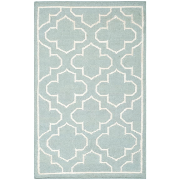 SAFAVIEH Dhurries Walter Geometric Area Rug, Blue/Ivory, 2'6" x 4'