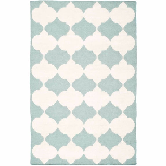 SAFAVIEH Dhurries Warren Geometric Area Rug, Blue/Ivory, 4' x 6'
