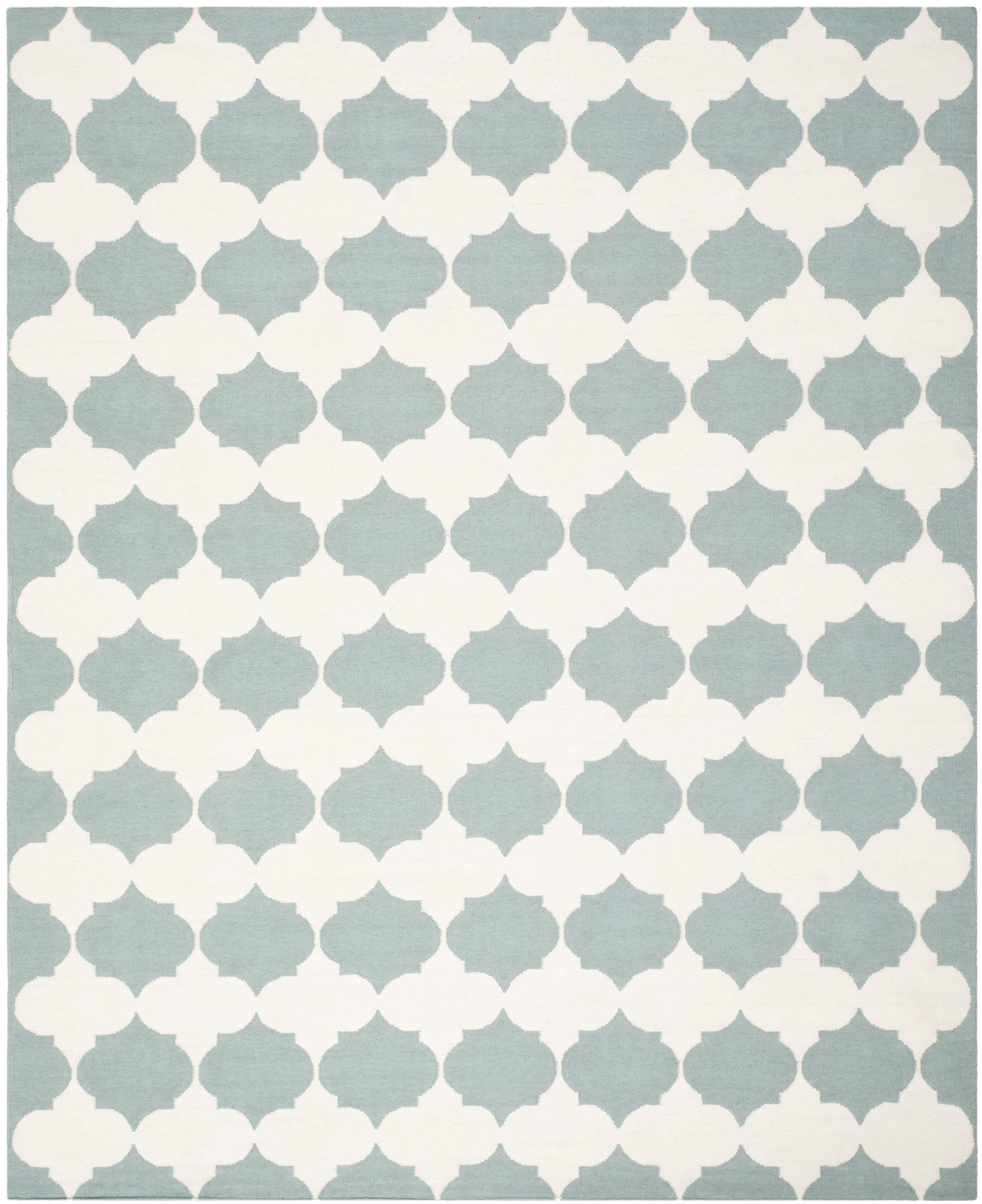Handmade Geometric Wool Area Rug in Blue/Ivory, 9' x 12'
