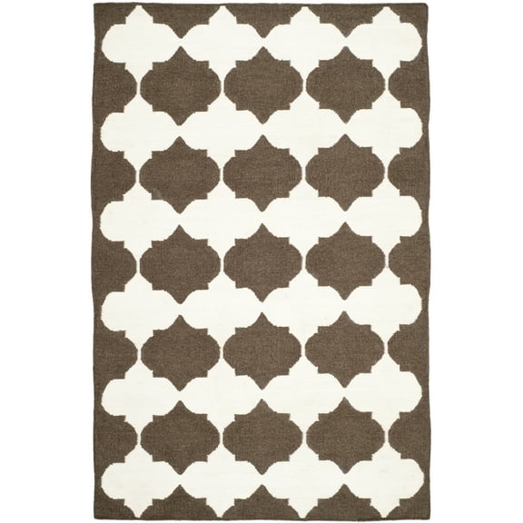 SAFAVIEH Dhurries Warren Geometric Area Rug, Brown/Ivory, 4' x 6'