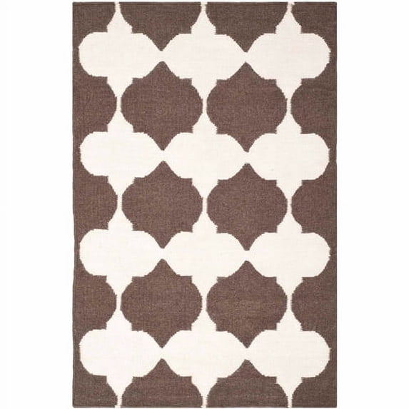 SAFAVIEH Dhurries Warren Geometric Area Rug, Brown/Ivory, 5' x 8'