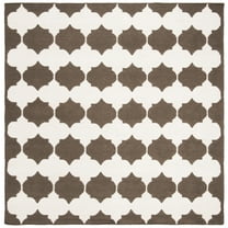 SAFAVIEH Dhurries Warren Geometric Area Rug, Brown/Ivory, 7' x 7' Square
