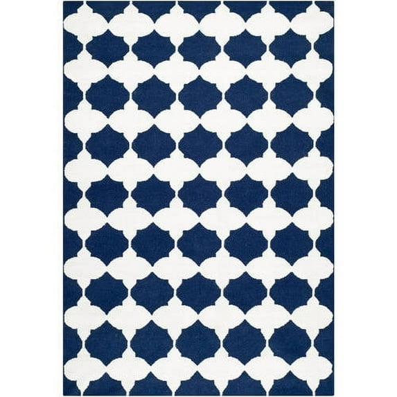 SAFAVIEH Dhurries Warren Geometric Area Rug, Navy/Ivory, 5' x 8'