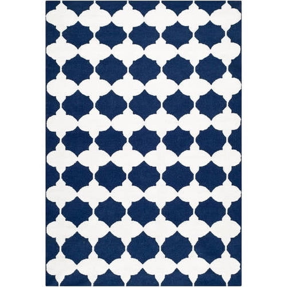 SAFAVIEH Dhurries Warren Geometric Area Rug, Navy/Ivory, 8' x 10'
