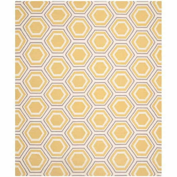 SAFAVIEH Dhurries Weldon Geometric Wool Area Rug, Ivory/Yellow, 9' x 12'