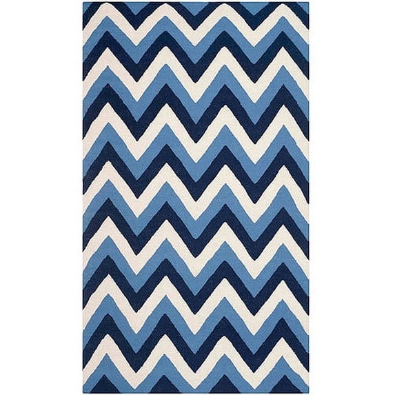 SAFAVIEH Dhurries Wenona Geometric Area Rug, Navy/Light Blue, 5' x 8'