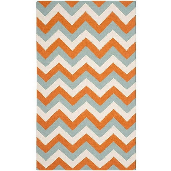 SAFAVIEH Dhurries Wenona Geometric Area Rug, Terracotta/Blue, 5' x 8'