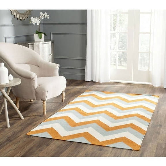 SAFAVIEH Dhurries Wenona Geometric Area Rug, Terracotta/Blue, 8' x 10'