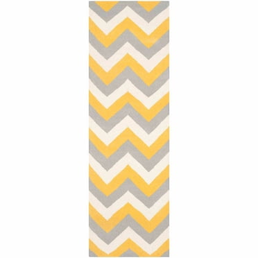 SAFAVIEH Dhurries Wenona Geometric Runner Rug, Gold/Grey, 2'6" x 6'