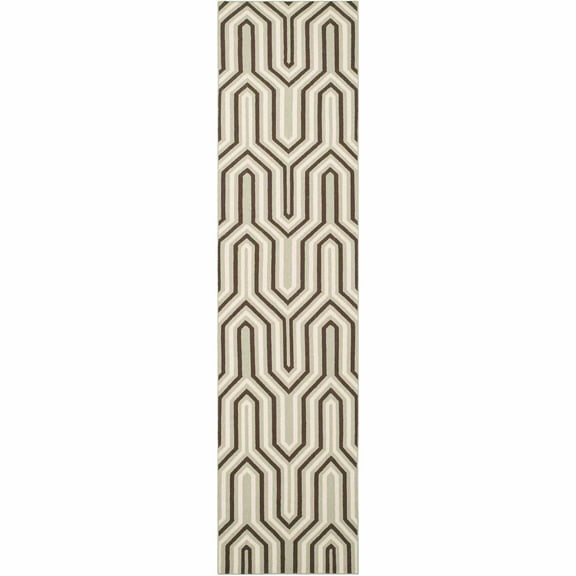 SAFAVIEH Dhurries Windsor Geometric Runner Rug, Grey/Multi, 2'6" x 10'