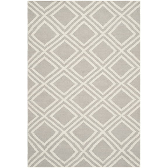 SAFAVIEH Dhurries Winifred Geometric Area Rug, Grey/Ivory, 4' x 6'