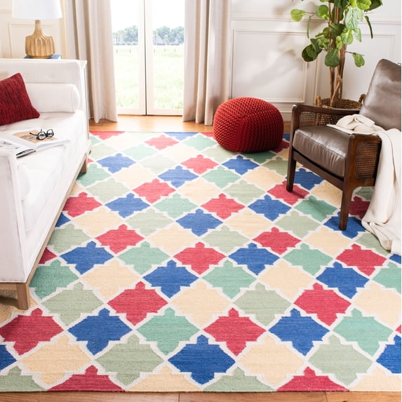 Safavieh Dhurries Wystan Geometric Area Rug, Blue/Multi, 8' x 10'