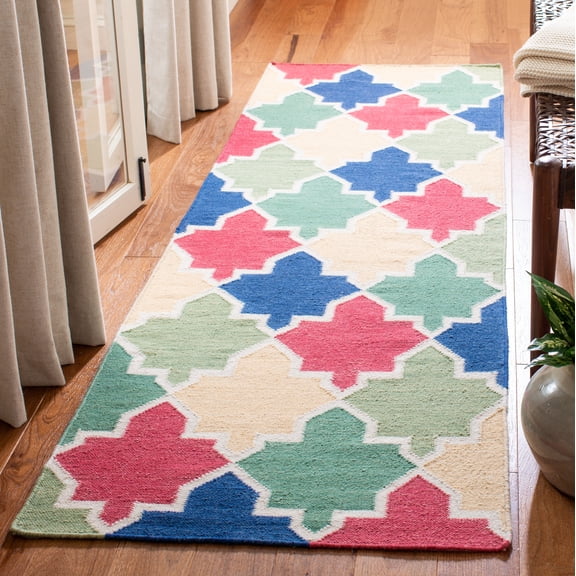Safavieh Dhurries Wystan Geometric Runner Rug, Blue/Multi, 2'6" x 8'