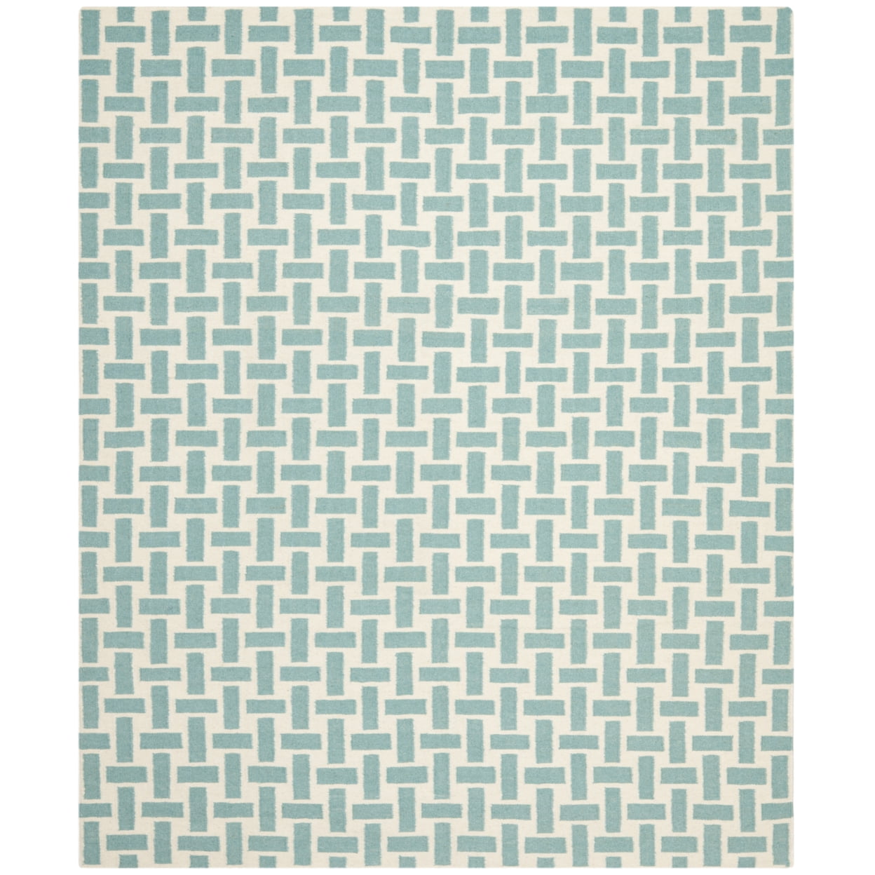 Ivory Geometric Flat Woven Round Wool Rug