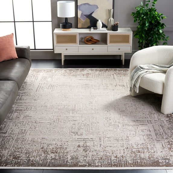 Safavieh Diamond Eva Distressed Polyester Area Rug, Beige/Gray Brown, 6'7" x 6'7" Square