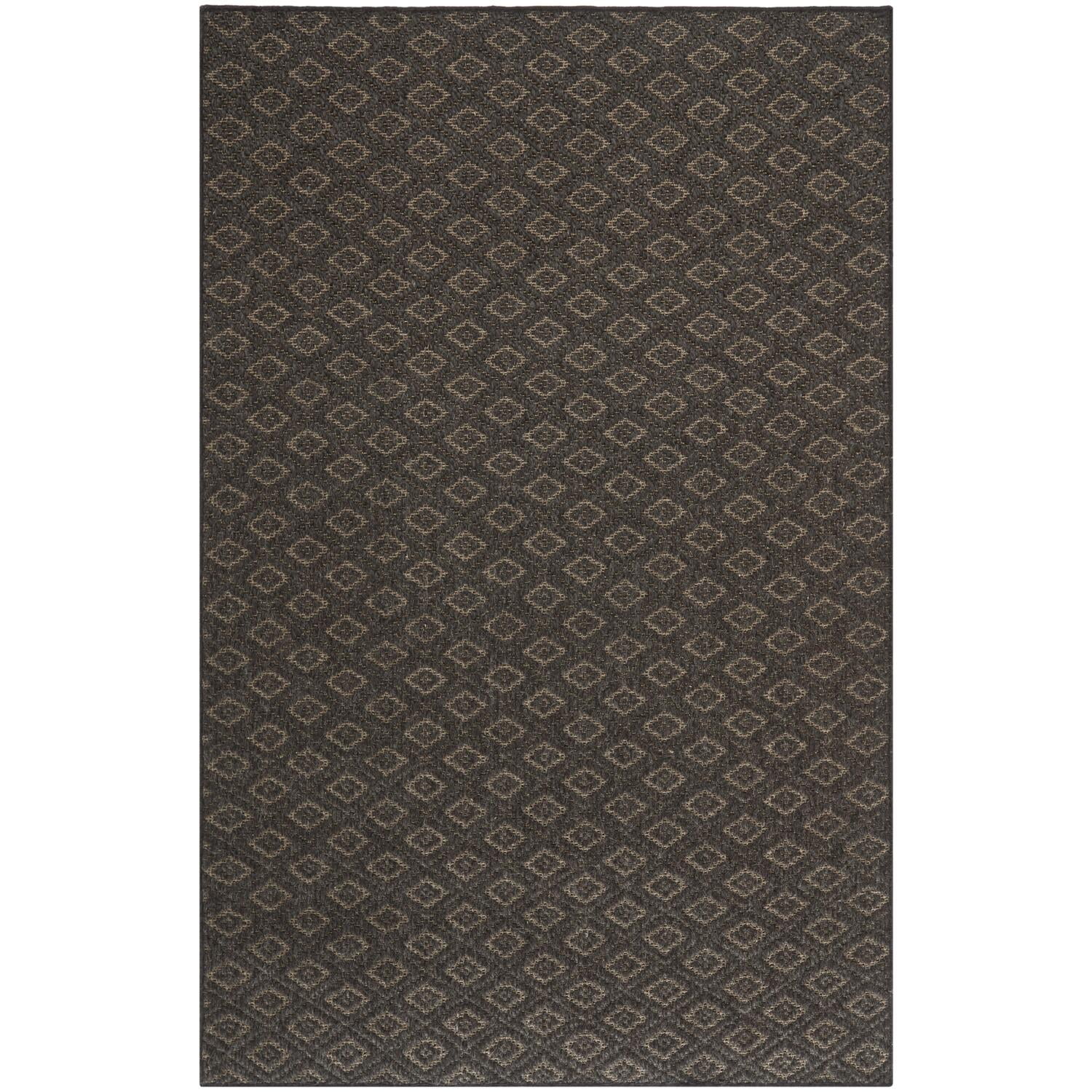 Handcrafted Diamond Motif Brown Wool 5' x 8' Area Rug