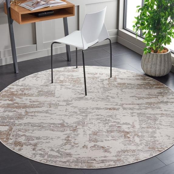 Safavieh Diamond Marshall Distressed Polyester Area Rug, Beige/Brown, 6'7" x 6'7" Round