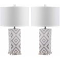 thumbnail image 1 of SAFAVIEH Diamonds 27 in. H Ceramic Table Lamp with Off-White Cotton Shade, Grey, Set of 2, 1 of 5