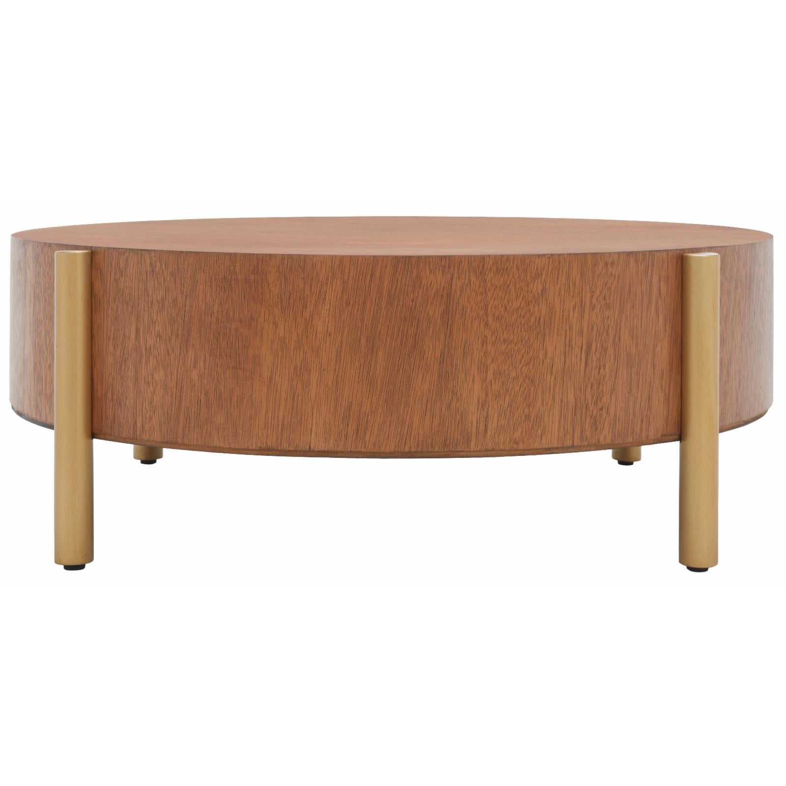 Diangela Round Coffee Table - Natural/Gold - Safavieh