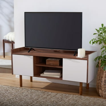 SAFAVIEH Diara 2-Shelf 2-Door Media Stand Walnut / White