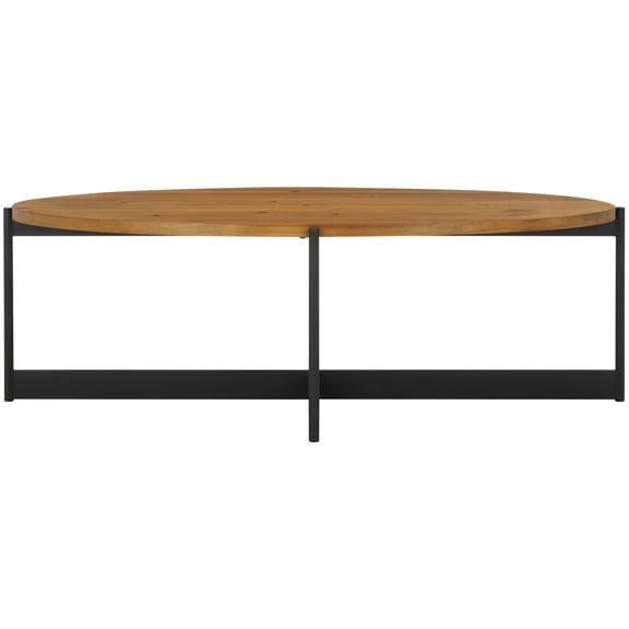 SAFAVIEH Digby Contemporary Coffee Table, Nautral Brown/Black (48.8 in. W x 25.2 in. D x 16 in. H)