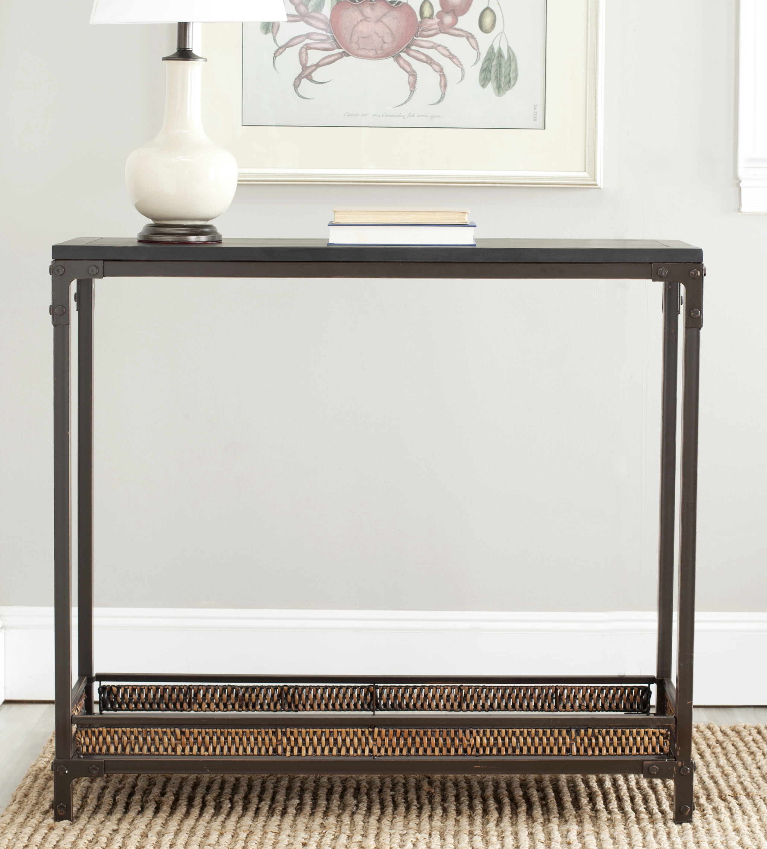 SAFAVIEH Dinesh Industrial Console w/ Shelf, Black/ Dark Walnut