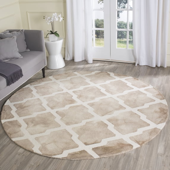 Safavieh Dip Dye Altan Distressed Wool Area Rug, Beige/Ivory, 7' x 7' Round